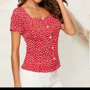 NEW Sweetheart Blossoms Button Front Top